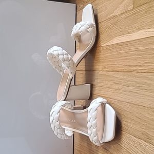 Cream braided strap heel
